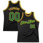 Custom Black Kelly Green-Gold Authentic Throwback Basketball Jersey photo 1