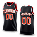 Custom Black Orange-White Authentic Throwback Basketball Jersey