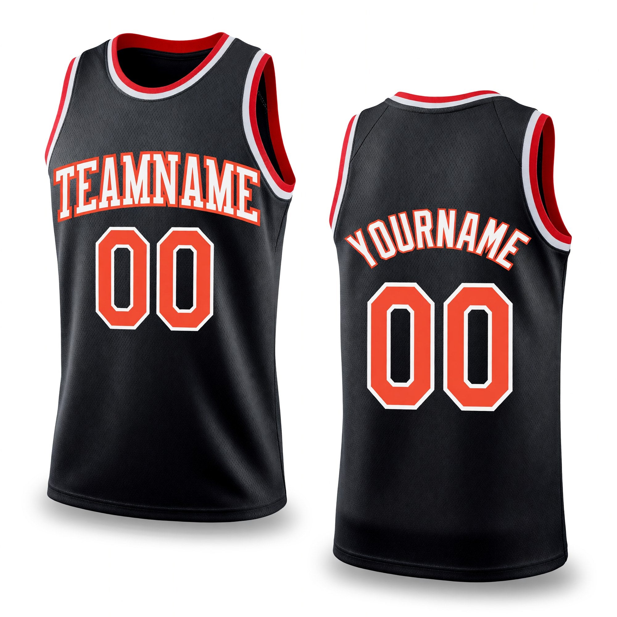 Custom Black Orange-White Authentic Throwback Basketball Jersey