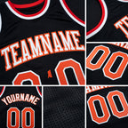 Custom Black Orange-White Authentic Throwback Basketball Jersey detail