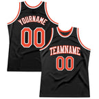 Custom Black Orange-White Authentic Throwback Basketball Jersey photo 1