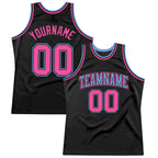 Custom Black Light Blue-Pink Authentic Throwback Basketball Jersey photo 1