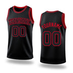 Custom Black Black-Red Authentic Throwback Basketball Jersey