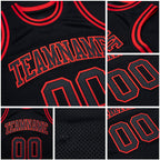 Custom Black Black-Red Authentic Throwback Basketball Jersey detail