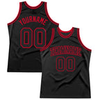 Custom Black Black-Red Authentic Throwback Basketball Jersey photo 1