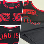 Custom Black Black-Red Authentic Throwback Basketball Jersey photo 2