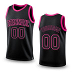 Custom Black Black-Pink Authentic Throwback Basketball Jersey