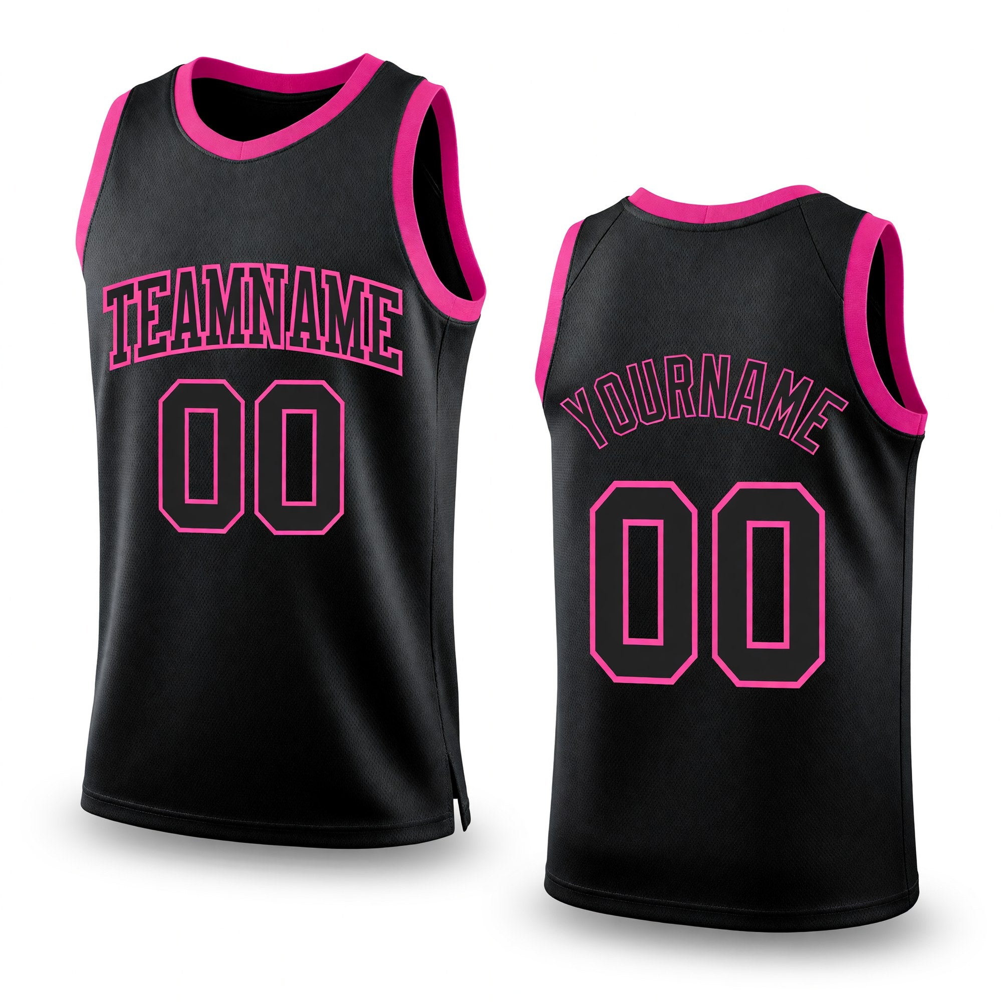 Custom Black Black-Pink Authentic Throwback Basketball Jersey