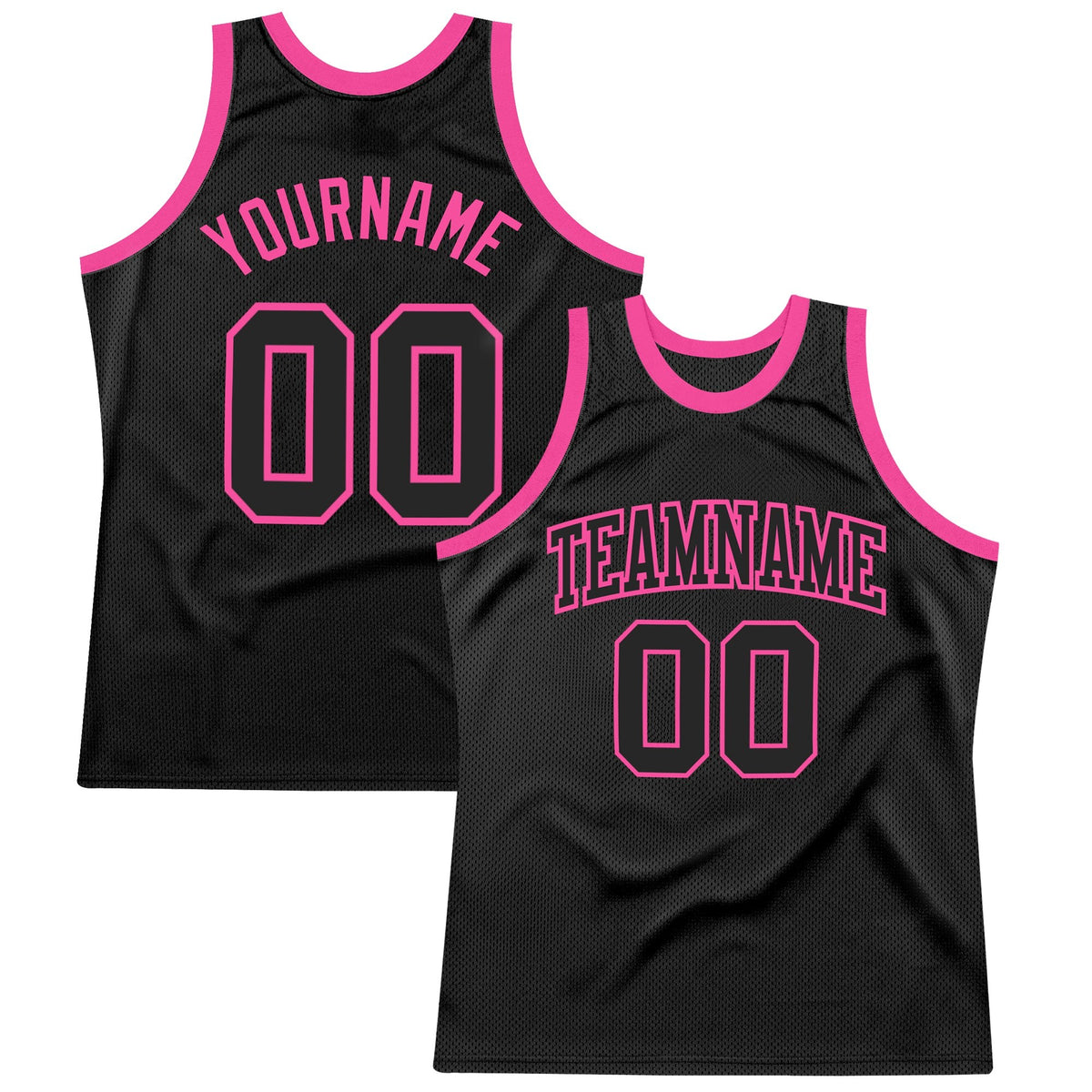 Custom Black Black-Pink Authentic Throwback Basketball Jersey photo 1