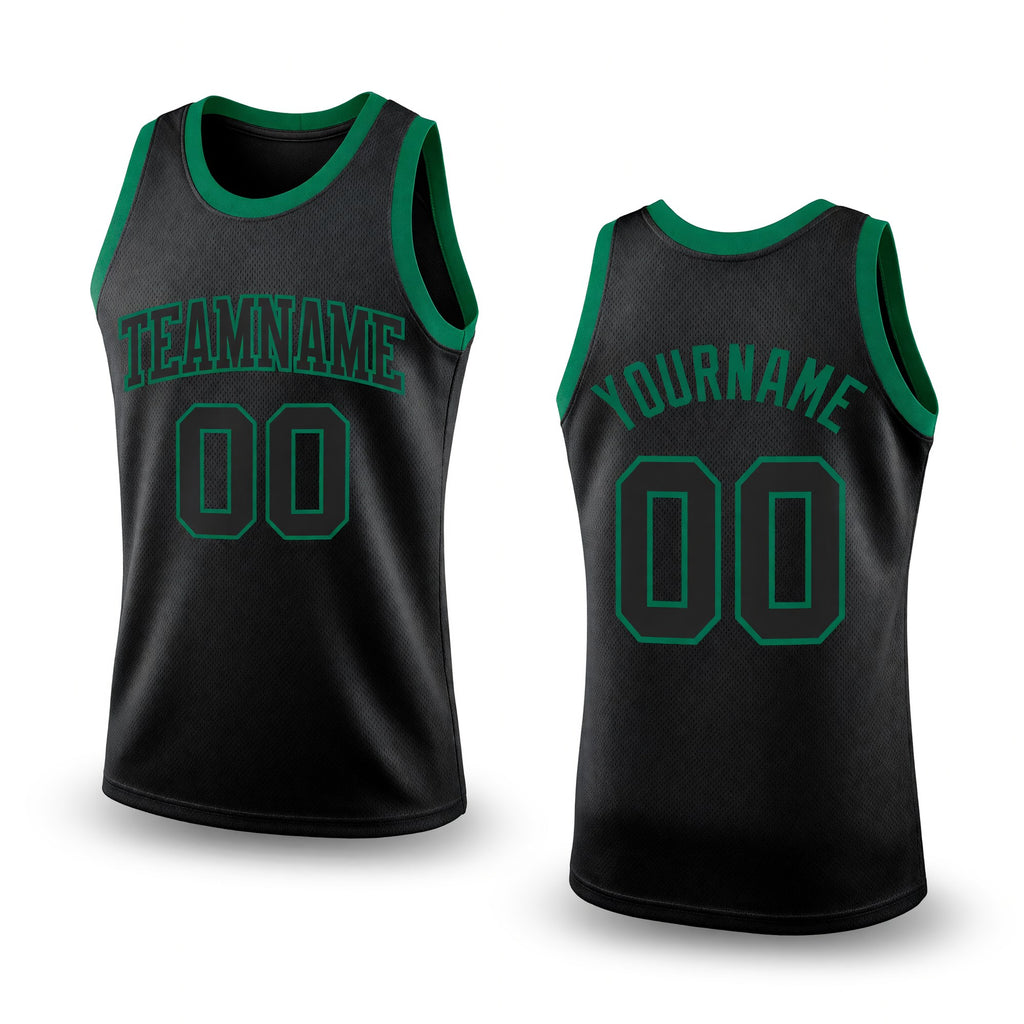 Custom Black Black-Kelly Green Authentic Throwback Basketball Jersey