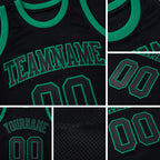 Custom Black Black-Kelly Green Authentic Throwback Basketball Jersey detail