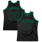 Custom Black Black-Kelly Green Authentic Throwback Basketball Jersey photo 1