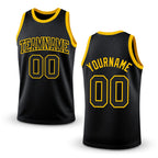 Custom Black Black-Gold Authentic Throwback Basketball Jersey