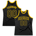 Custom Black Black-Gold Authentic Throwback Basketball Jersey photo 1