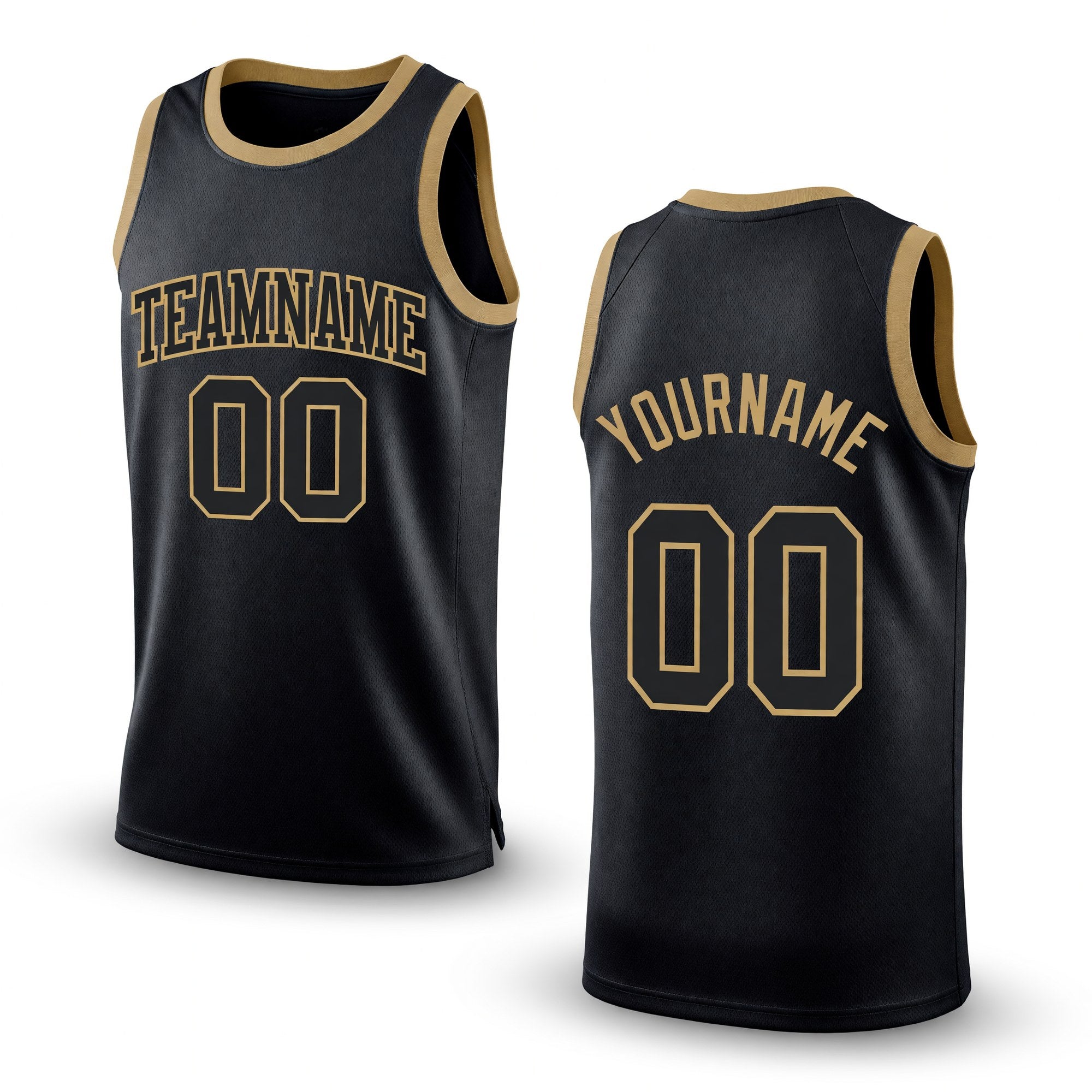 Custom Black Black-Old Gold Authentic Throwback Basketball Jersey