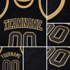 Custom Black Black-Old Gold Authentic Throwback Basketball Jersey detail