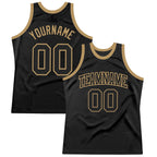 Custom Black Black-Old Gold Authentic Throwback Basketball Jersey photo 1