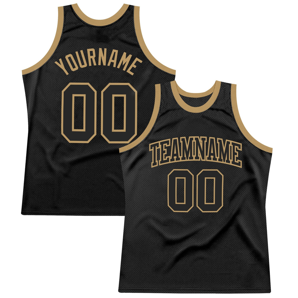 Custom Black Black-Old Gold Authentic Throwback Basketball Jersey photo 1