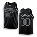 Custom Black Black-Gray Authentic Throwback Basketball Jersey