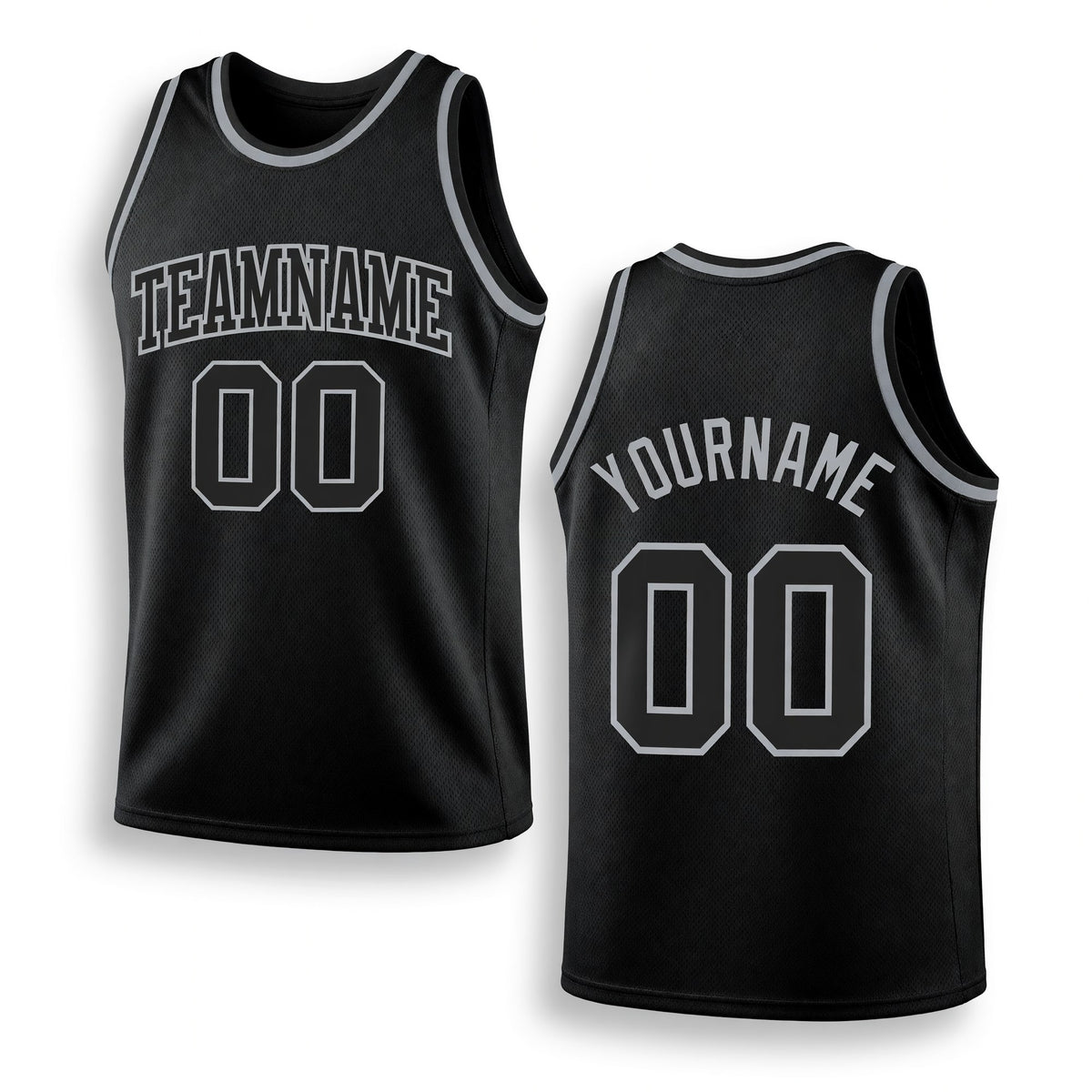 Custom Black Black-Gray Authentic Throwback Basketball Jersey