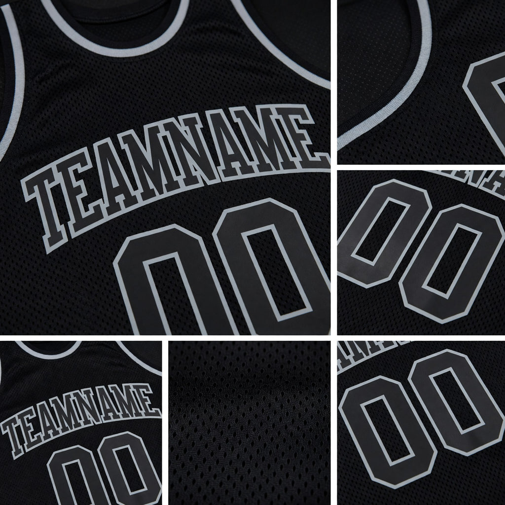 Custom Black Black-Gray Authentic Throwback Basketball Jersey detail