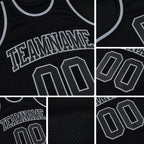 Custom Black Black-Gray Authentic Throwback Basketball Jersey detail