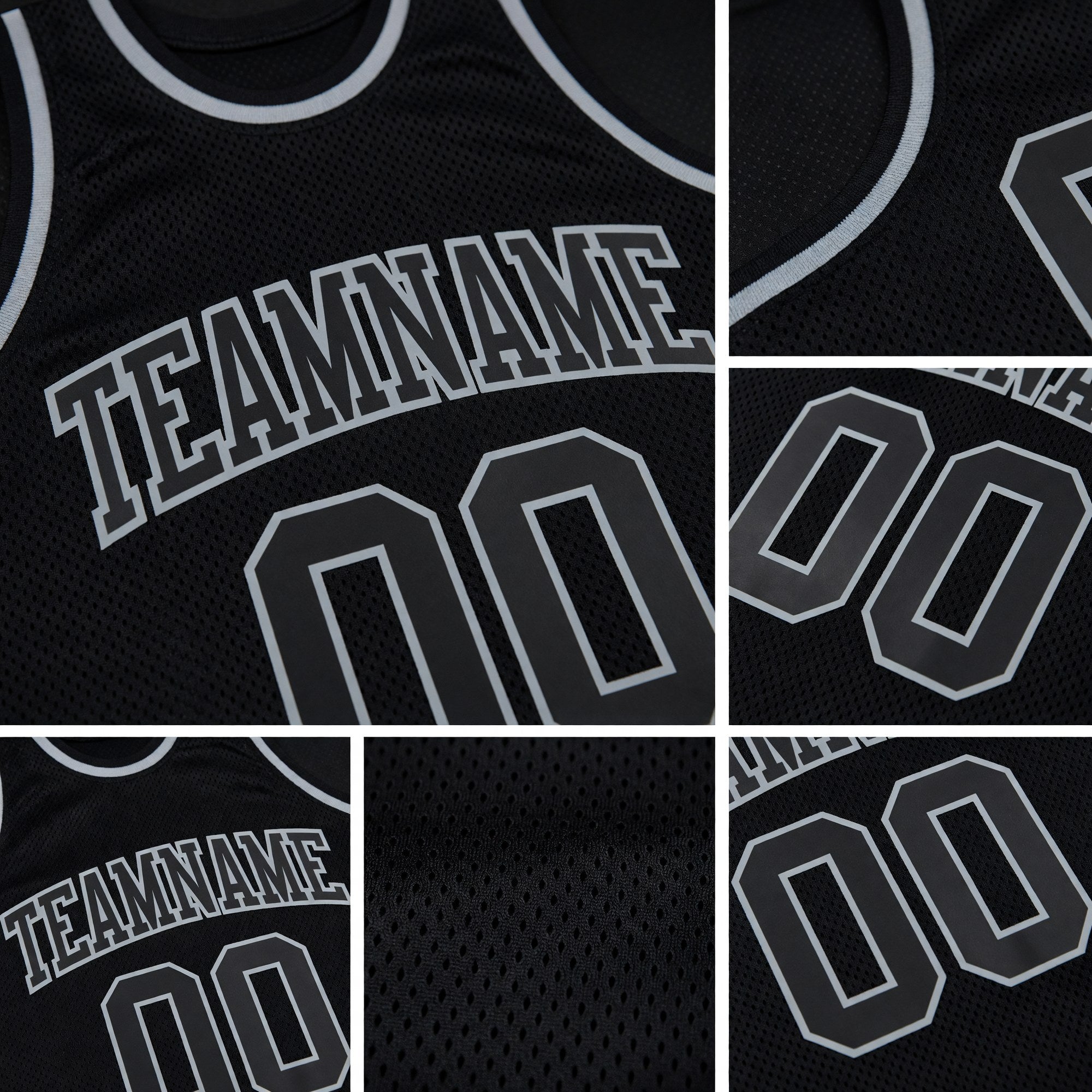Custom Black Black-Gray Authentic Throwback Basketball Jersey detail