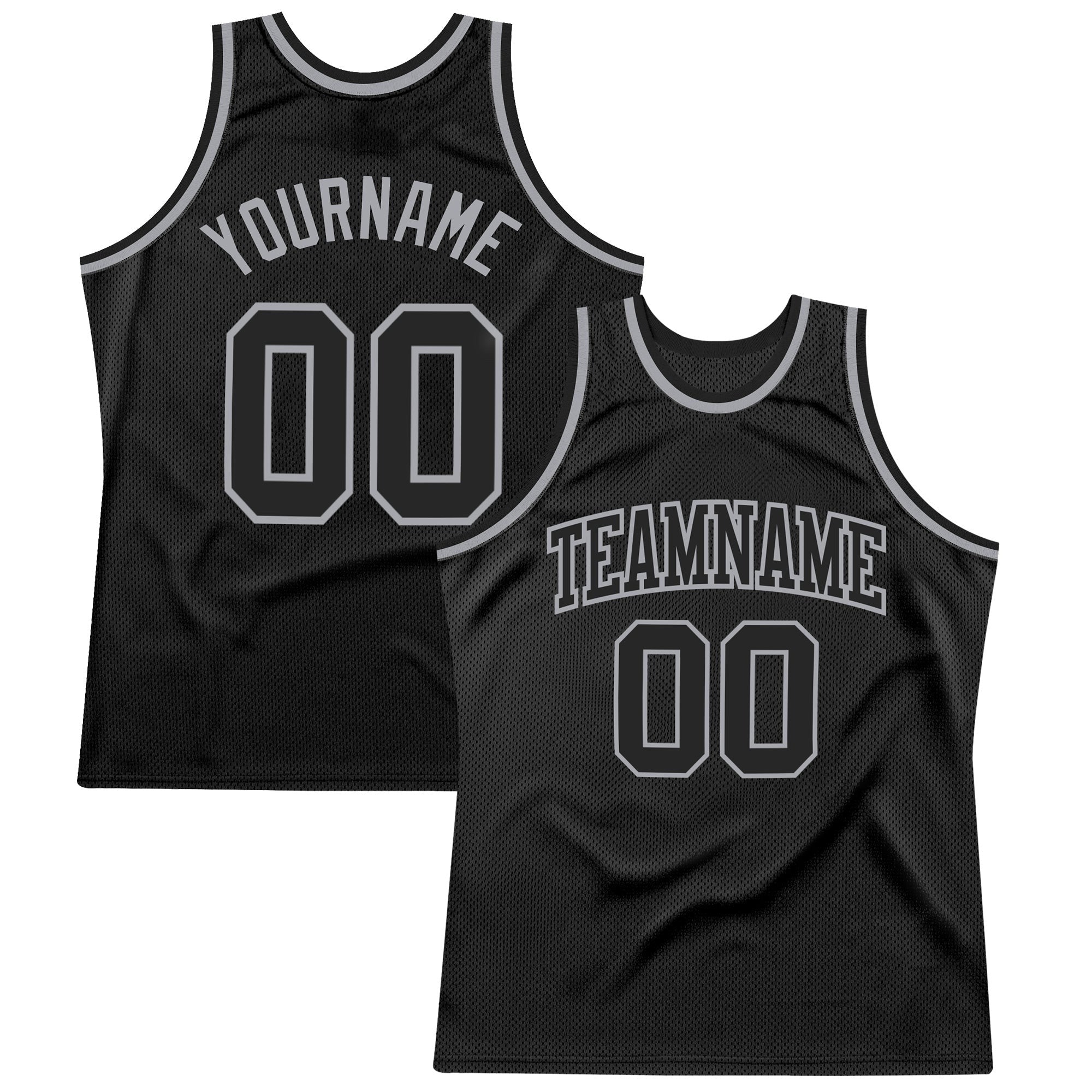Custom Black Black-Gray Authentic Throwback Basketball Jersey photo 1