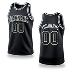 Custom Black Black-White Authentic Throwback Basketball Jersey
