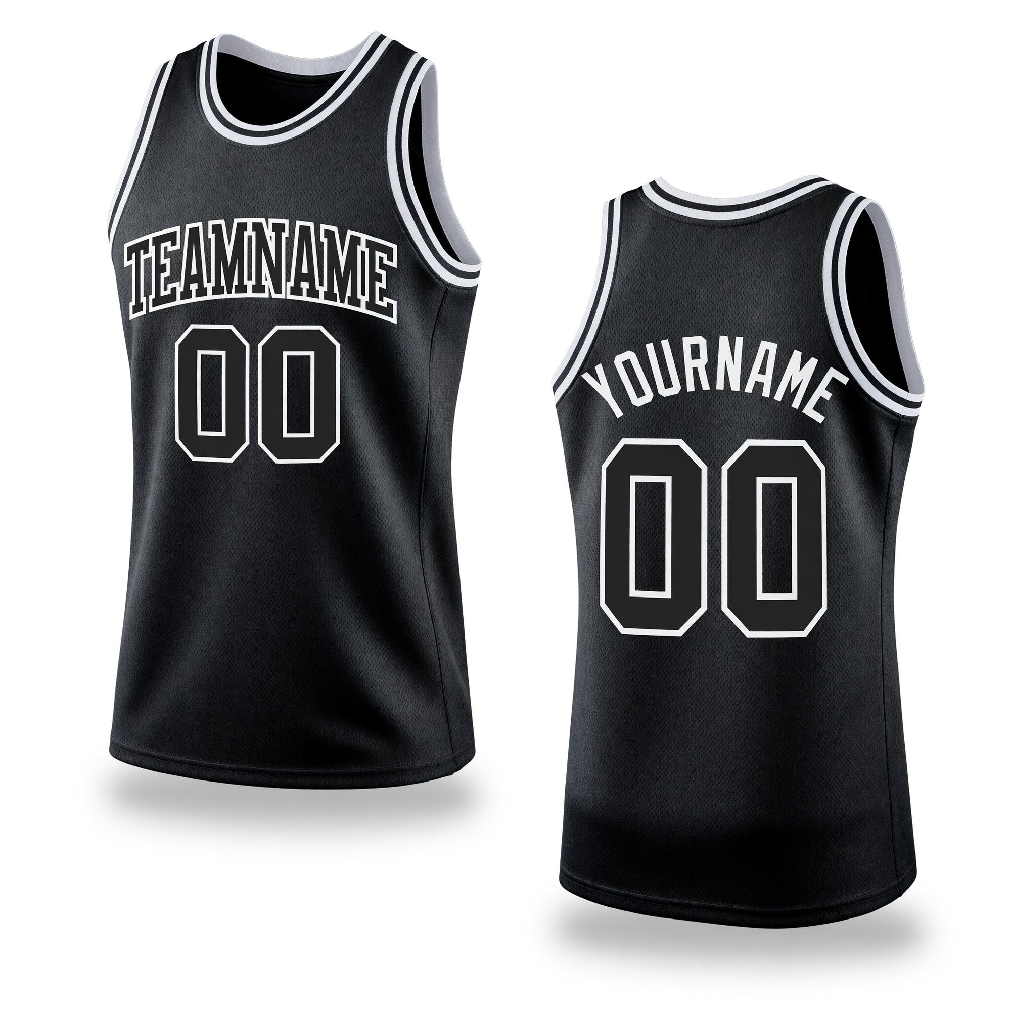 Custom Black Black-White Authentic Throwback Basketball Jersey