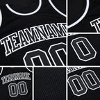 Custom Black Black-White Authentic Throwback Basketball Jersey detail
