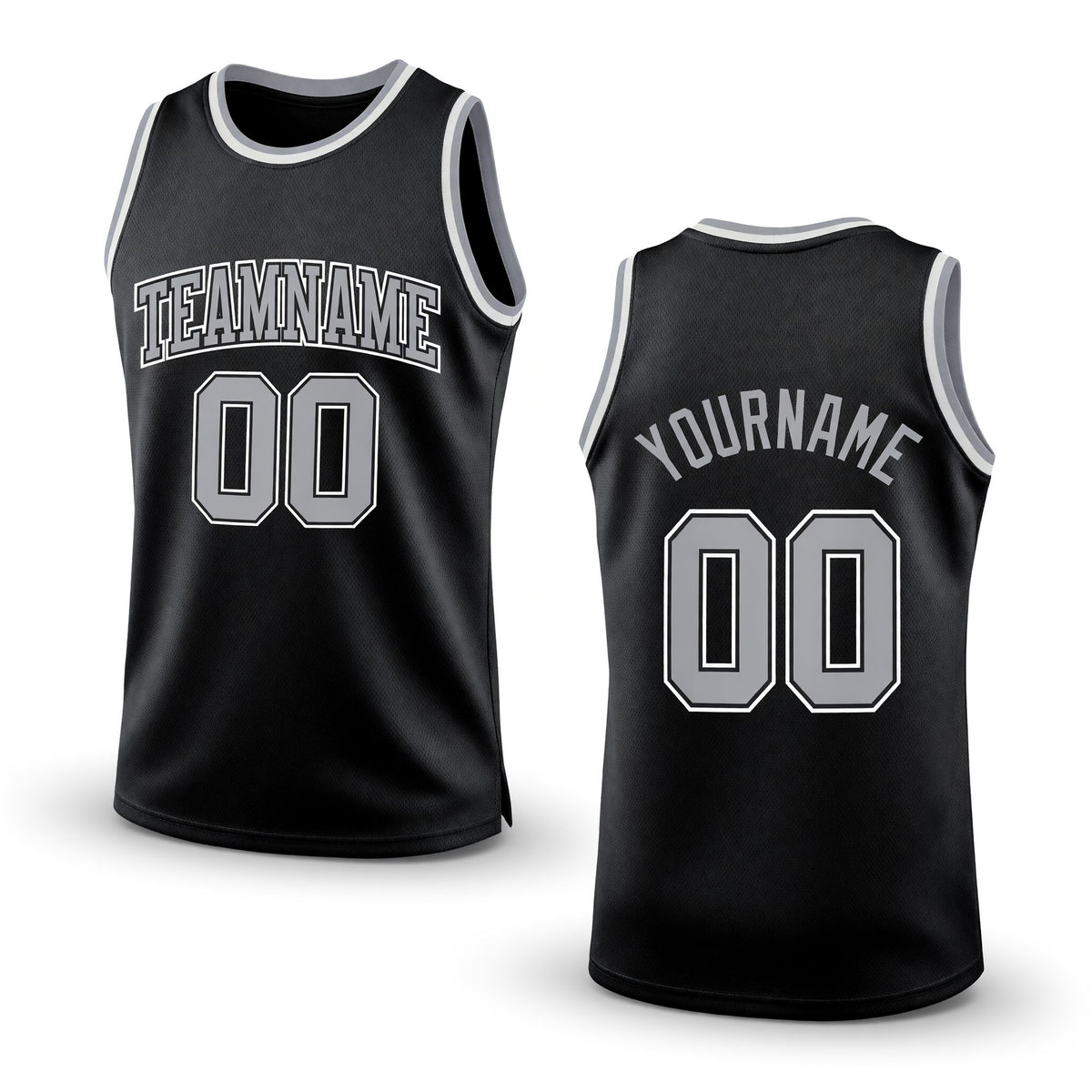 Custom Black Gray-White Authentic Throwback Basketball Jersey