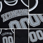 Custom Black Gray-White Authentic Throwback Basketball Jersey detail