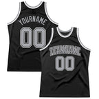 Custom Black Gray-White Authentic Throwback Basketball Jersey photo 1