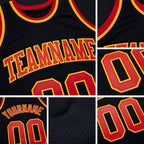 Custom Black Red-Gold Authentic Throwback Basketball Jersey detail