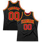 Custom Black Red-Gold Authentic Throwback Basketball Jersey photo 1