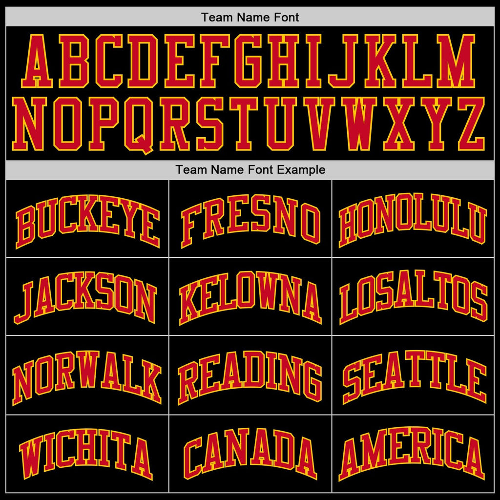Custom Black Red-Gold Authentic Throwback Basketball Jersey photo 3