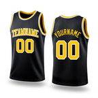 Custom Black Gold-White Authentic Throwback Basketball Jersey