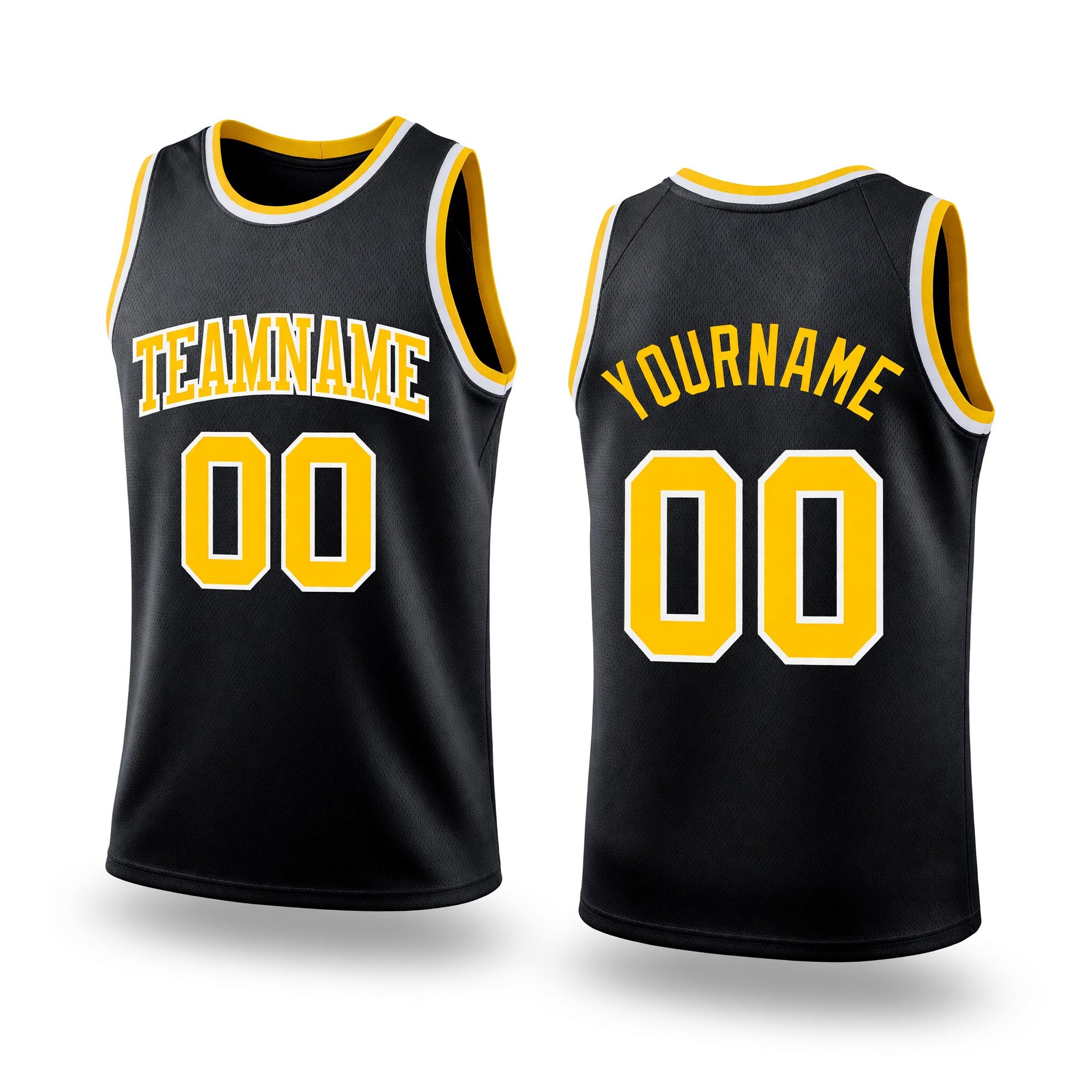 Custom Black Gold-White Authentic Throwback Basketball Jersey