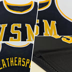 Custom Black Gold-White Authentic Throwback Basketball Jersey photo 2