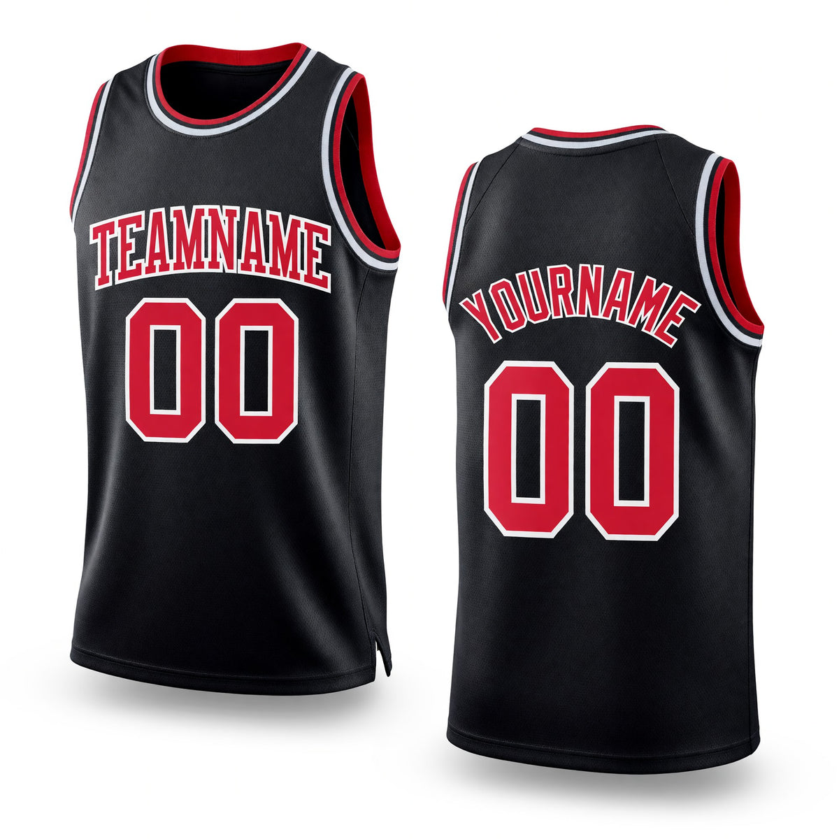 Custom Black Red-White Authentic Throwback Basketball Jersey