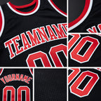Custom Black Red-White Authentic Throwback Basketball Jersey detail