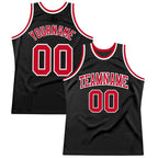 Custom Black Red-White Authentic Throwback Basketball Jersey photo 1