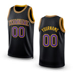 Custom Black Purple-Gold Authentic Throwback Basketball Jersey