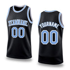 Custom Black Light Blue-White Authentic Throwback Basketball Jersey
