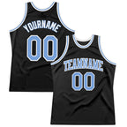 Custom Black Light Blue-White Authentic Throwback Basketball Jersey photo 1
