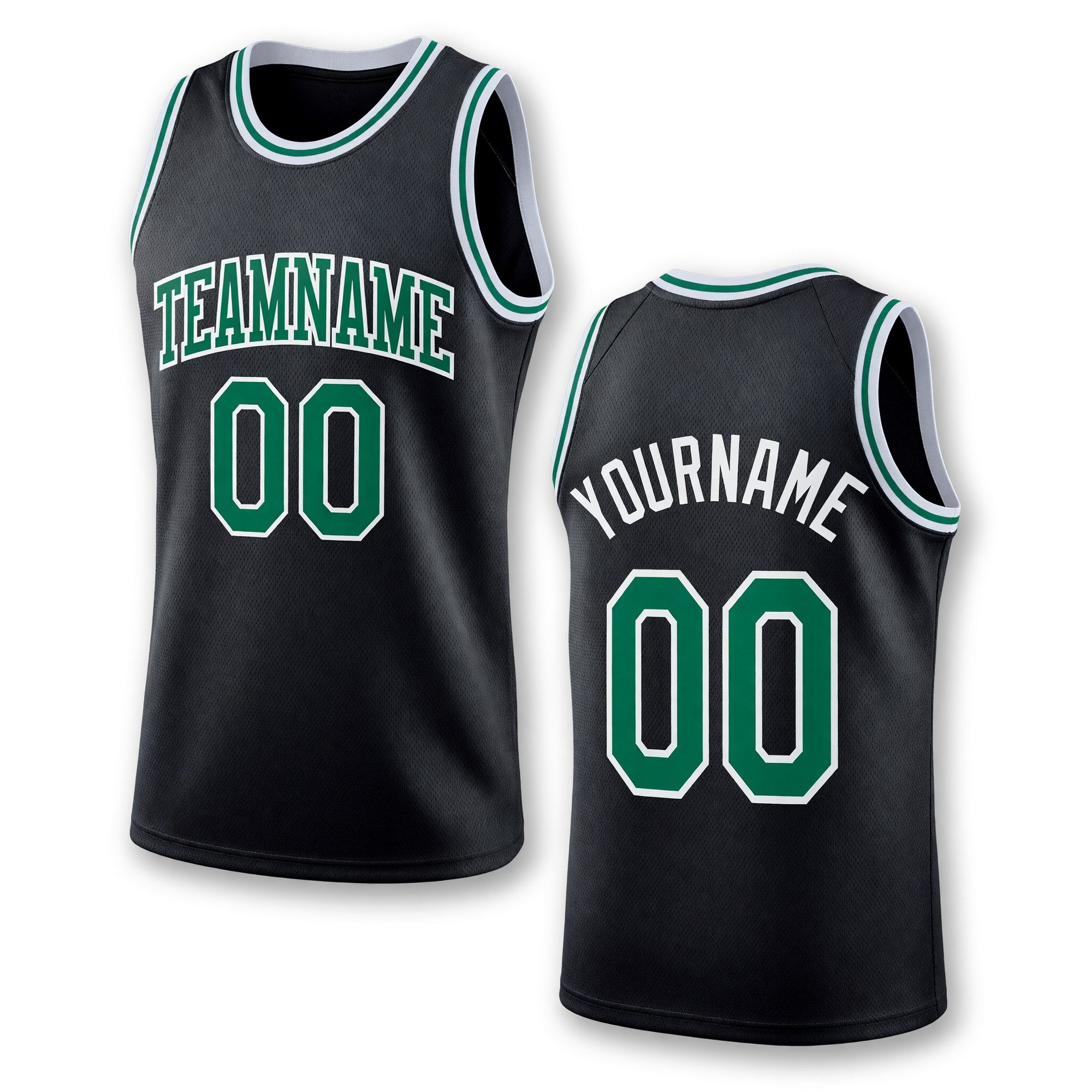 Custom Black Kelly Green-White Authentic Throwback Basketball Jersey