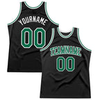 Custom Black Kelly Green-White Authentic Throwback Basketball Jersey photo 1