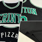 Custom Black Kelly Green-White Authentic Throwback Basketball Jersey photo 2