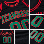 Custom Black Kelly Green-Red Authentic Throwback Basketball Jersey detail